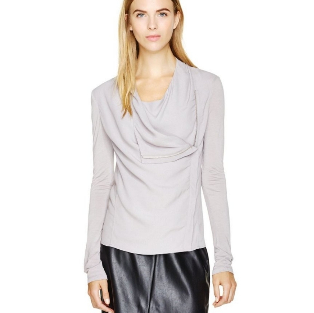 ARITZIA Babaton Medium Size Oliver Black Blouse Jacket Moto Zip Crepe Viscose - Picture 15 of 15